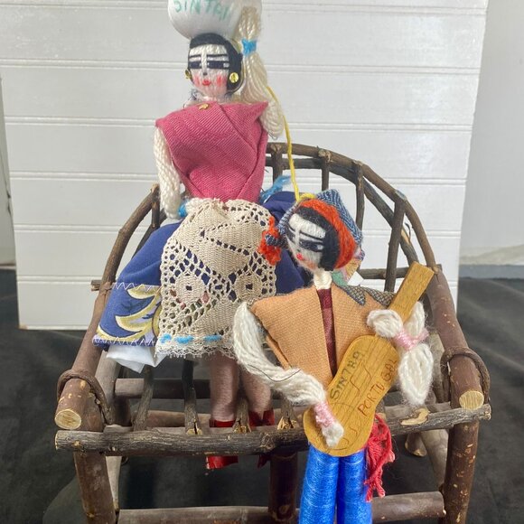 Vintage Sintra Folk Art Dolls from Portugal / Pair of Portuguese Vintage String - Picture 3 of 11